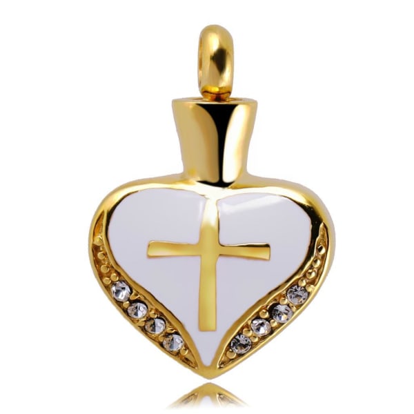 Guld kristall hjärtat hängsmycke Urn halsband Minnesak kremering