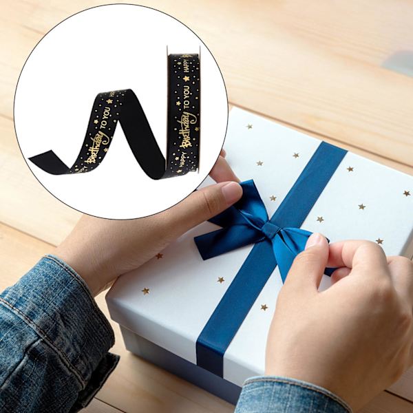 1/2/3/5 Grattis på födelsedagen band DIY presentförpackning för tårta box Black 20Yard 1.5cm 1Set