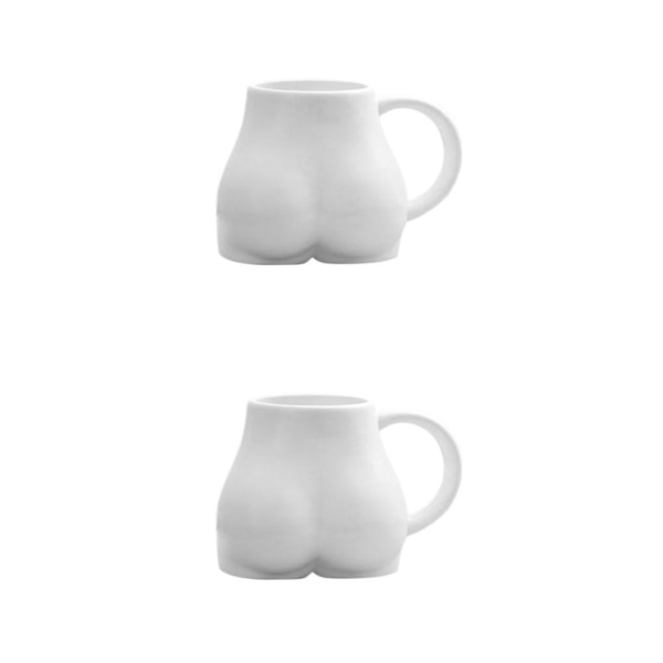 1/2 300 ml keramisk kaffemugg Ass Butt Shape Coffee Novelty white 12x9x6cm 2Set