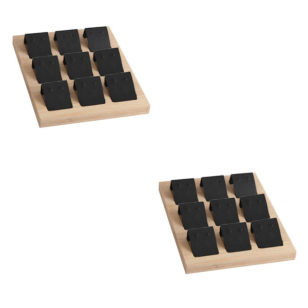 1/2/3 trä örhängeskorthållare med bricka för smycketillbehör 9 Pair Black 2Set