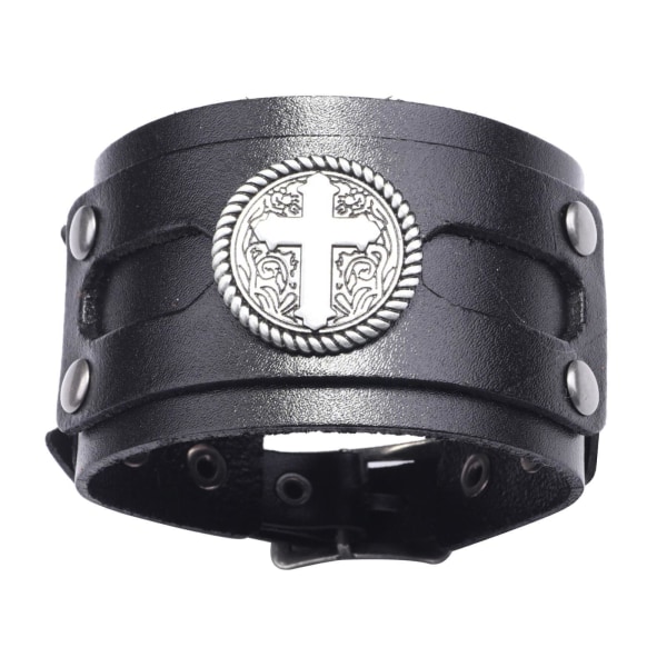 1/2/3/5 PU-lädermanschett Armband Armbandsspänne Steampunk Black 27.5x5CM 1Set