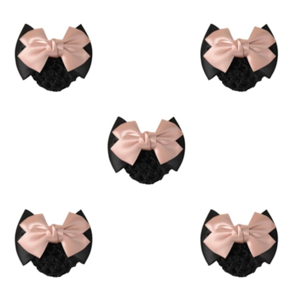 1/2/3/5 tyg lätt att bära Elastiska hårnät för moderiktiga Two Bows- light pink 5Set