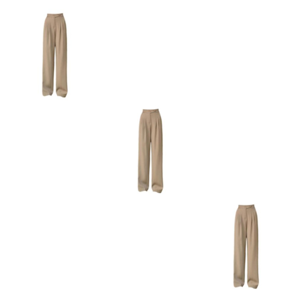 1/2/3/5 Womens Wide Leg Byxor Raka Ben Högmidjat kontor Khaki M 3Set