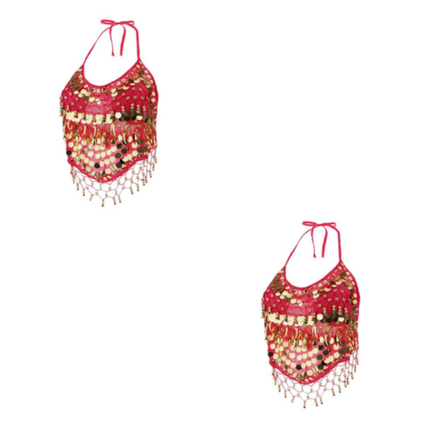 1/2/3 Magdanskostymer BH Halter Top Sequin Performance Rosy 2Set