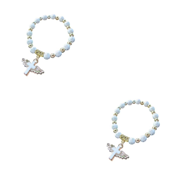 1/2/3/5 Angel Wing Cross Armband för 1:A nattvardsdedikation 2Set
