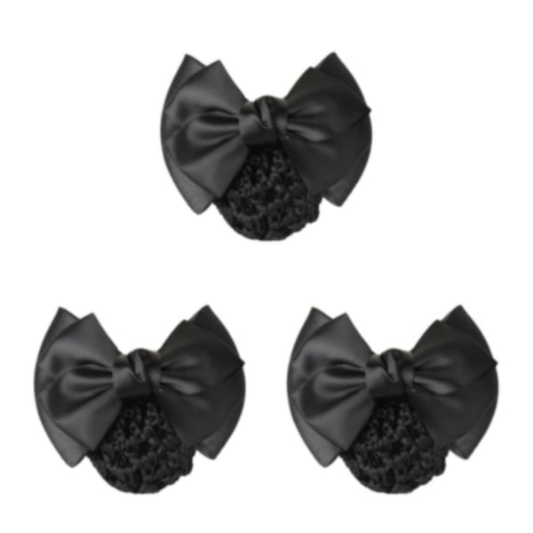 1/2/3/5 tyg lätt att bära Elastiska hårnät för moderiktiga Two Bows-black 3Set