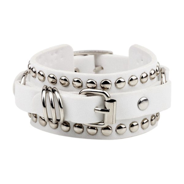 1/2/3/5 PU Läderarmband Justerbar Wrap Cuff Nit för White 24.5 x 3.2cm 1Set