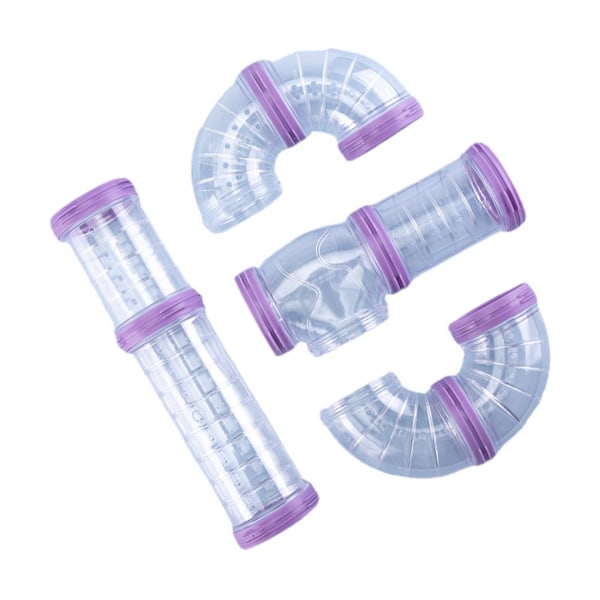 8st Hamsterrör Set Anslutna tunnlar DIY Plast Training Purple