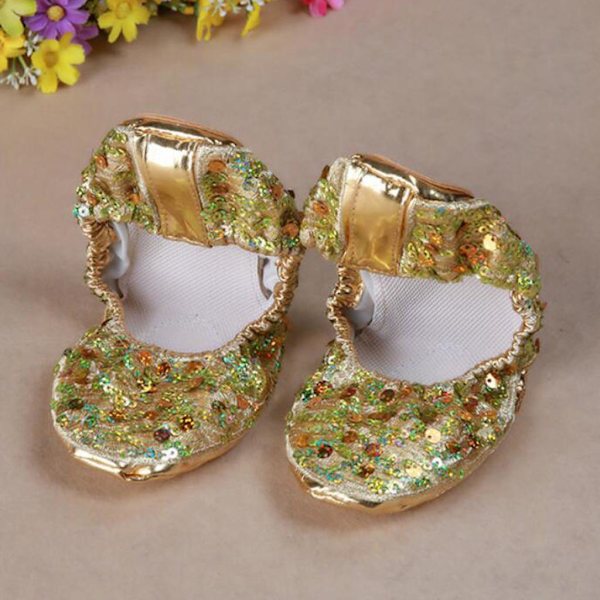 1/2/3/5 Kvinnor Tjej Magdansskor Non- För slip Soft Soles Gold L 5Set