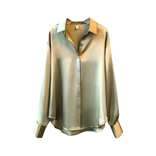 Kvinnor Button-up skjorta Arbetar Lapel Blus Kläder Kläder Green 3XL