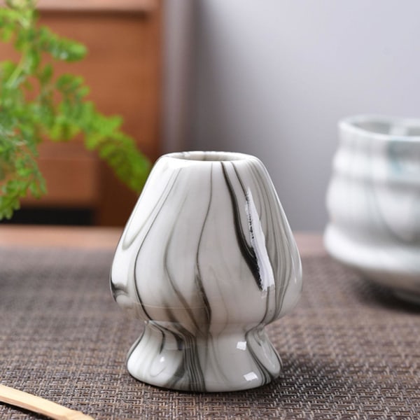 Traditionellt Matcha vispställ Teaware Tea Ceremony Chasen Stand Black and White 6.5 x 7.5cm