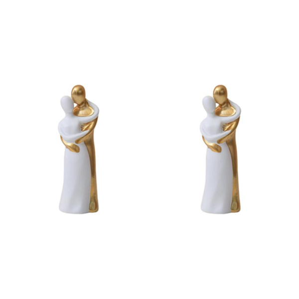 1/2 Resin Familj Par Statyett Skulptur Skrivbordsdekoration Fall in love Gold Medium 2Set