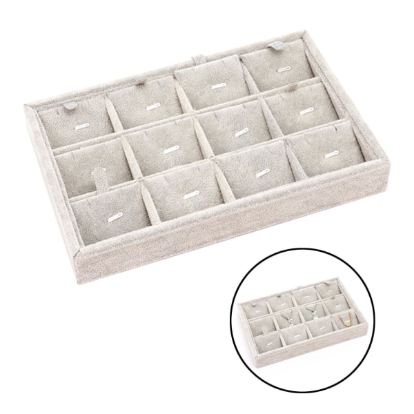 1/2/3/5 Stapelbar smyckesbricka Multipurpose Portable Velvet för Flannel White 12 Grids 1Set