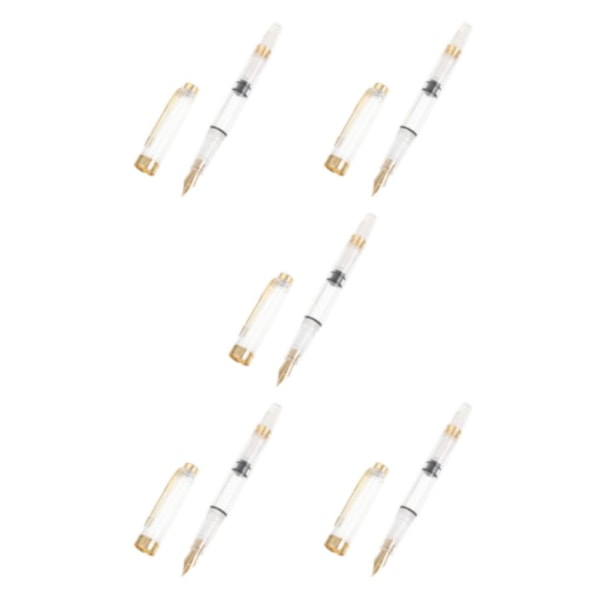 1/5 Transparent Färg Plast Transparent Golden Trim Spetspenna 5Set