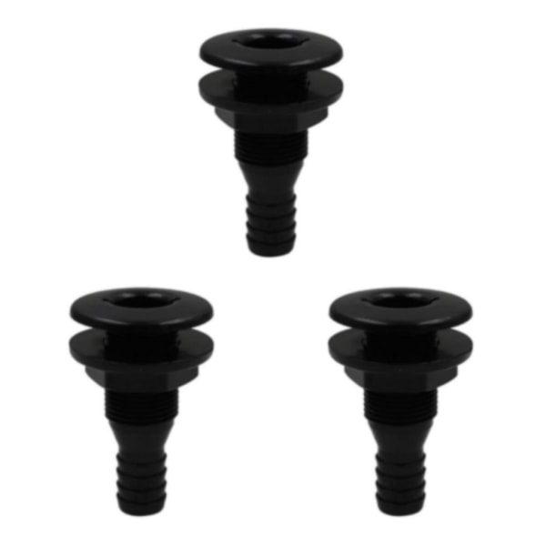 1/2/3/5 3/4'' svart plast Marine Yacht länspump genom skrov 3Set