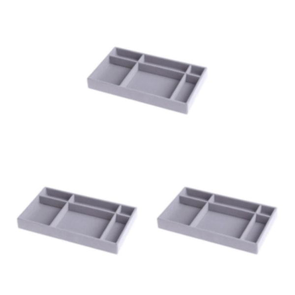 1/2/3/5 Stapelbar smyckesbricka Multipurpose Portable Velvet för 6 Grids Style A 3Set
