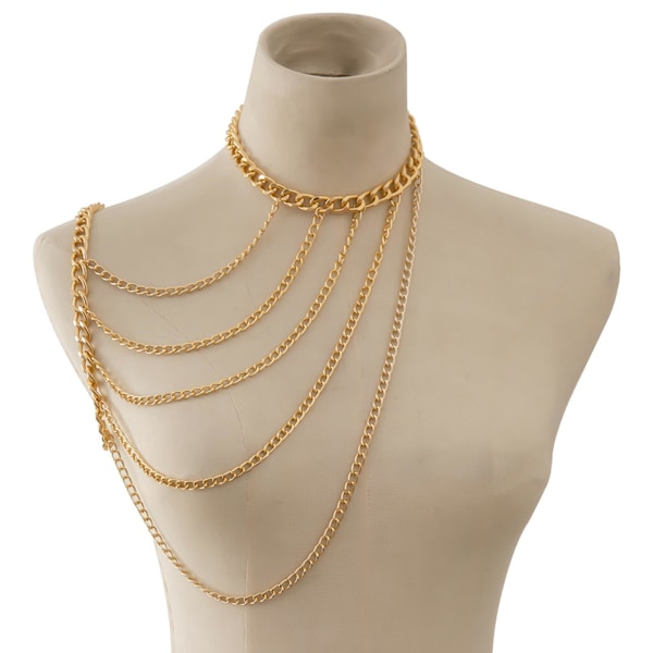 1/2/3/5 Body Chain Multi lager En Shoulder Smycken Tofsar Golden 1Set