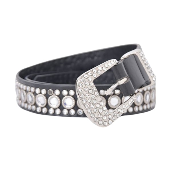 1/2/3/5 Rhinestones Bälte Mode PU Läder Kristallbälten Black 105cm 1Set