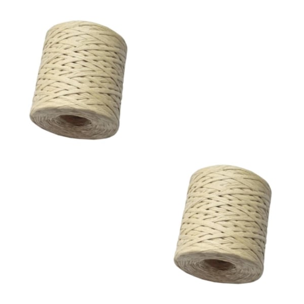 1/2/3 200M papper Raffia bandsnöre Craft garnrep Beige 2Set