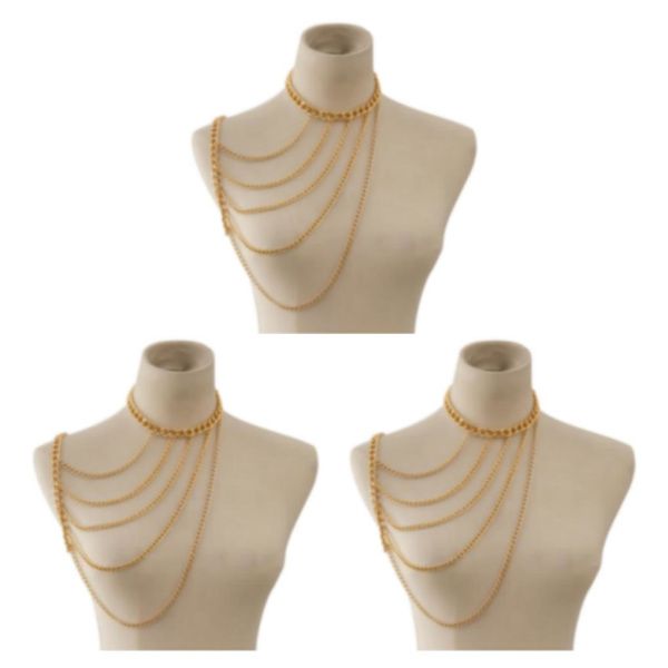 1/2/3/5 Body Chain Multi lager En Shoulder Smycken Tofsar Golden 3Set