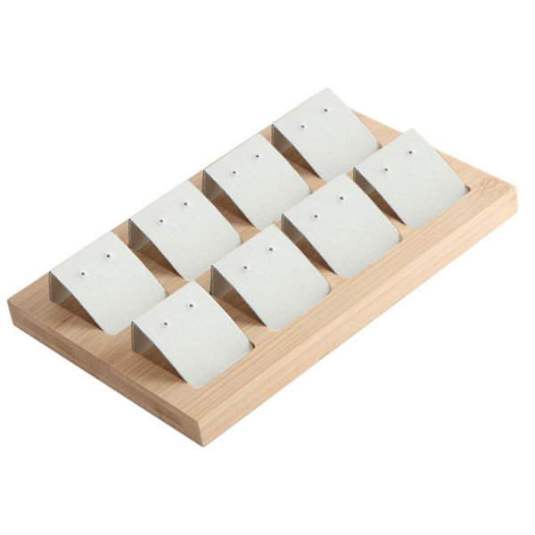 1/2/3 trä örhängeskorthållare med bricka för smycketillbehör 8 Pair White 1Set