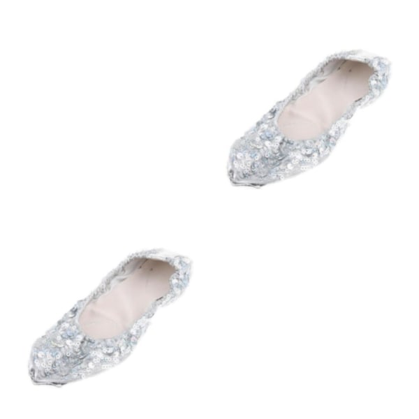 1/2/3/5 Kvinnor Tjej Magdansskor Non- För slip Soft Soles Silver M 2Set