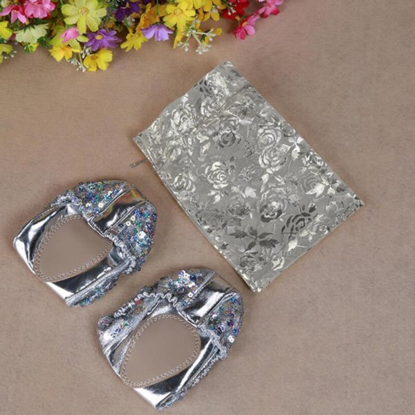 1/2/3/5 Kvinnor Tjej Magdansskor Non- För slip Soft Soles Silver S 1Set