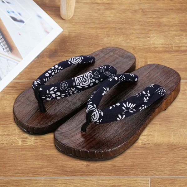 1/2 Japanska träskor Tofflor Geta Sandaler För Flip Flops för män Blue Round Size 43 1Set