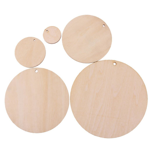 1/2/5 runda oavslutade bitar skiva med hål för konst DIY Wood 120mm 10 Pcs 1Set