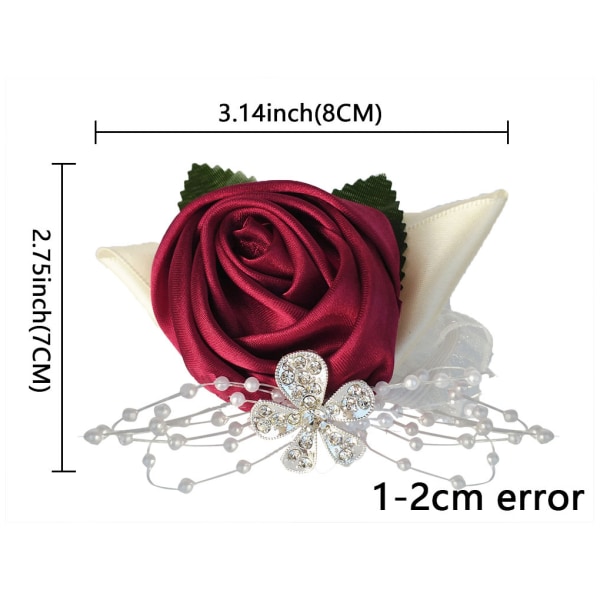 1/2/3/5 Tyg Elegant Handgjord Satin Rose Wrist Corsage För N10 Dousha Purple 5PCS