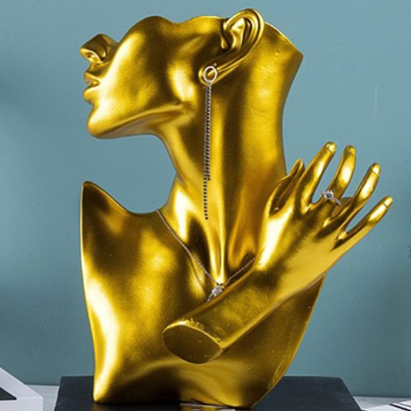 Resin smycken skyltdocka byst display för halsband örhänge kvinnor Gold