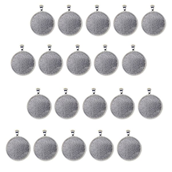 1/2/3/5 20x Runt hängande Blank Cabochon Basinställning DIY Silver 30mm 1Set