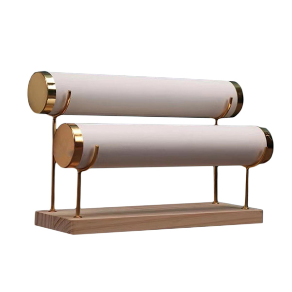 2-vånings armband Display Organizer Fristående för White PU Leather
