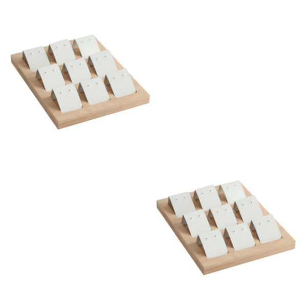 1/2/3 trä örhängeskorthållare med bricka för smycketillbehör 9 Pair White 2Set