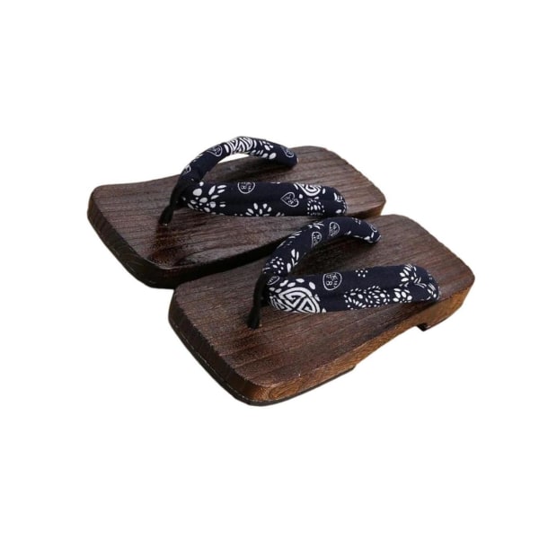 1/2 Japanska träskor Tofflor Geta Sandaler För Flip Flops för män Blue Square Size 40 1Set
