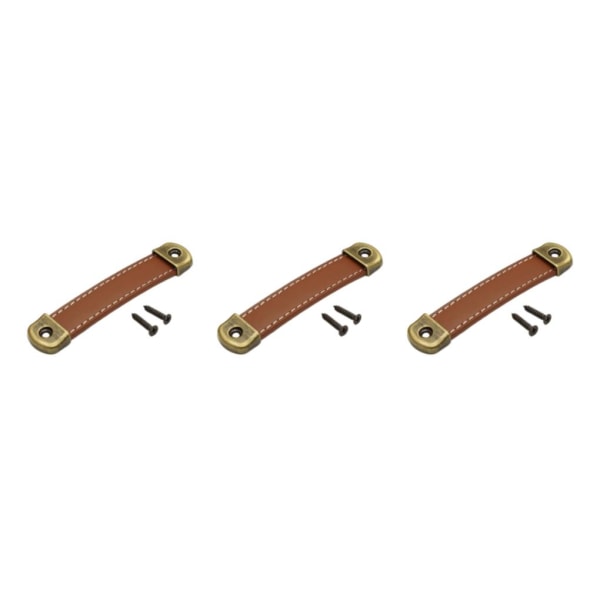 2/3/5 PU-läder Bagagehandtag Handtag Byt ut skåpdrag Khaki Brown 12.2x2.4x1.1cm 3Set