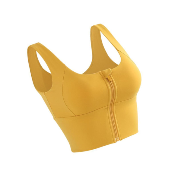 1/2/3 Womens Front Zip Sport BH För bekväma vadderade Shapewear Yellow S 2Set