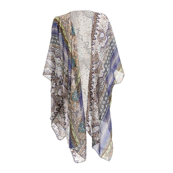 Dam Beach Cover Ups Kimono Cardigan Lätt baddräktsomslag Blue