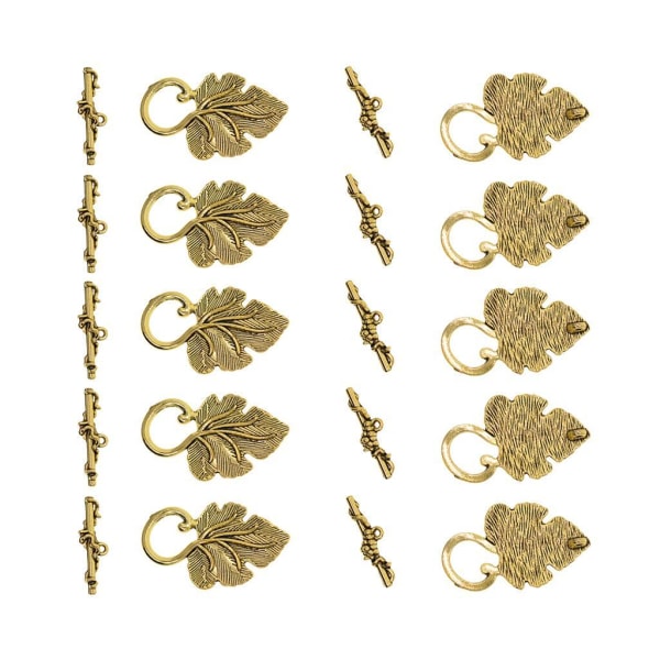 1/2/3 10 set Leaf OT Toggle Clasps Smycken Clasp Connectors Golden 1Set