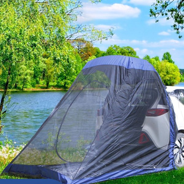 Bil Trunk Tält Shelter Sunshade Tail Extension Tour Camping Blue