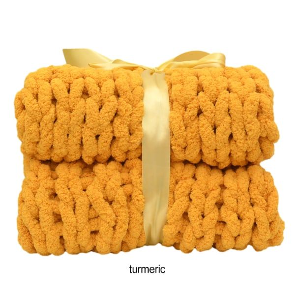 Handstickad chunky stickad filt av polyester i olika färger turmeric