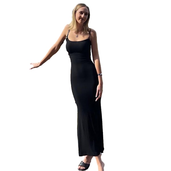 Lång kjol Bodycon Klänning Festkläder Midi Asymmetrisk Black/XL