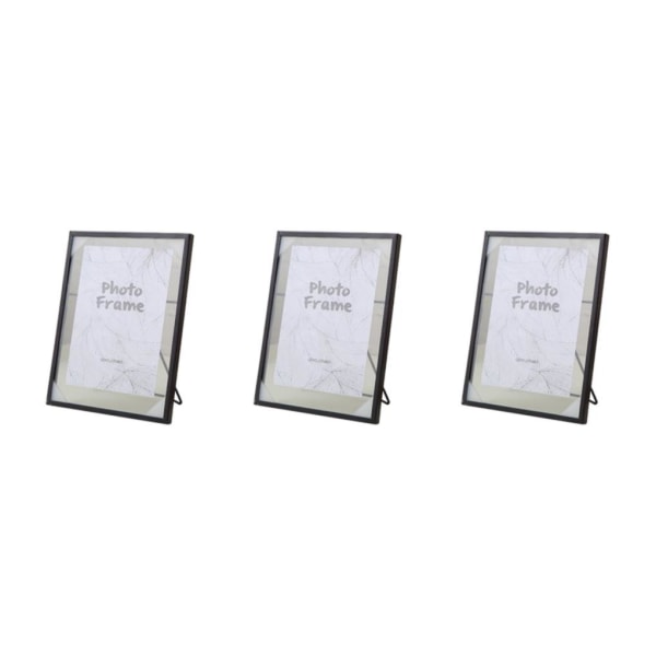 1/2/3 För Creative Nordic Metal Glas Photo Frame Crafts Home L Black 3Set