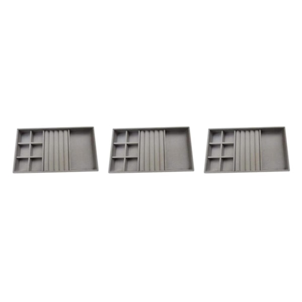 1/2/3/5 Stapelbar smyckesbricka Multipurpose Portable Velvet för Gray 3 in 1 3Set