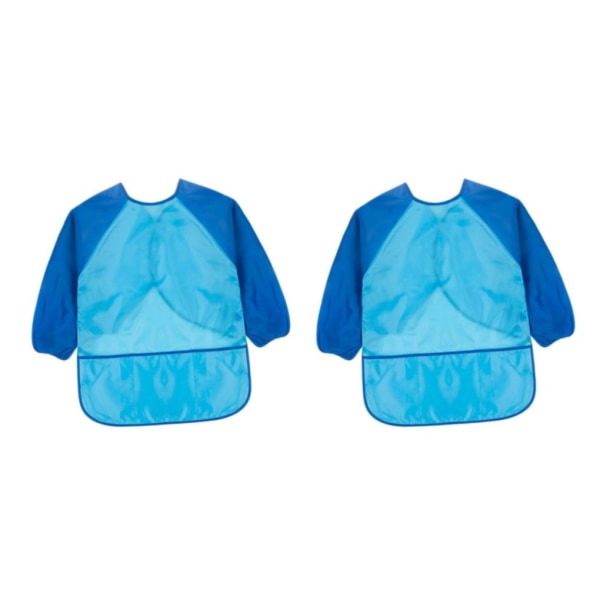 1/2/3 Barn Förkläde Långärmad Målning Ritning Vattentät Smock Dark Blue Sleeve L 2Set