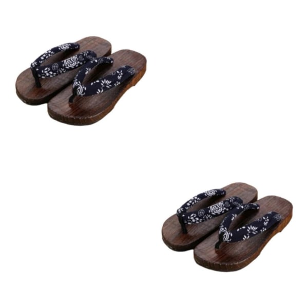 1/2 Japanska träskor Tofflor Geta Sandaler För Flip Flops för män Blue Round Size 41 2Set