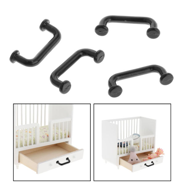 1/2/3/5 1:12 Mini Dragbågform för portgarderob Stor 4st Black Large 4 Pcs 1Set