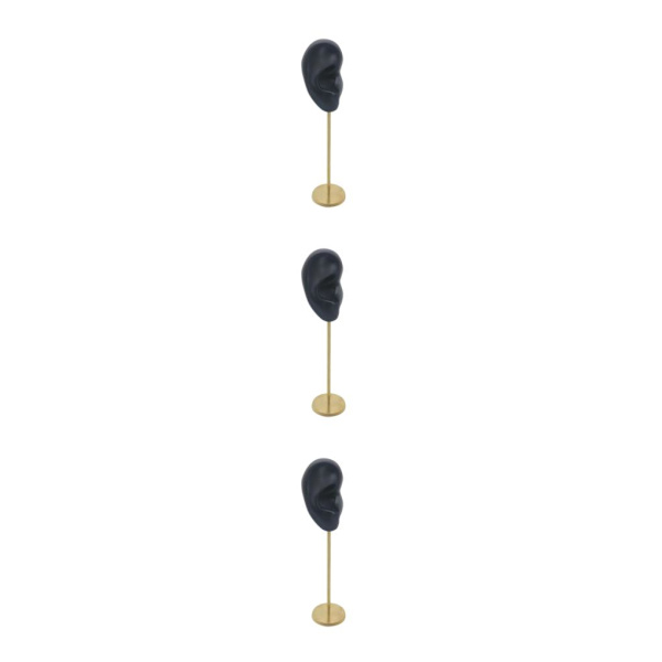 1/2/3 Örhänge Display Stand Human Ear Model Stud Holder Showcase Right Ear Black Height: 18cm 3Set