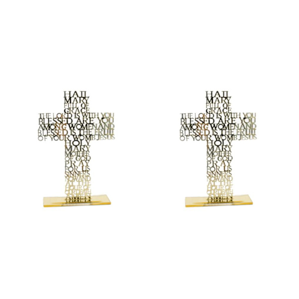 1/2/3/5 Stående krucifix Jesus Scriptures Cross Bön Gold 20cm 2Set