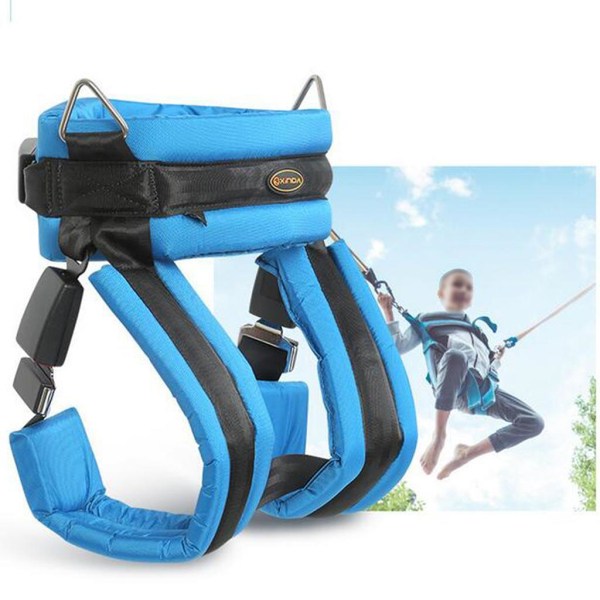 Nylon Bungee studsmattasele Skyddat säkerhetsbälte för barn Blue S